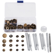 Setter Tools Included Snap Fasteners Set, Metal Button Snaps In Bronze Finish With Press Studs, Durable Copper Zinc Alloy Snaps For Clothing