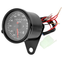 Motorfiets snelheidsmeter met LED-achtergrondverlichting en dubbele kilometerteller, universele snelheidsmeter met dubbele meter, waterdichte