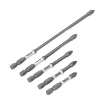 Corrosion-Resistant Screwdriver Bits, High Hardness for Durability, Magnetic Tip for Secure Grip, CNC Machined for Precision, 5-Piece Long Drill Set