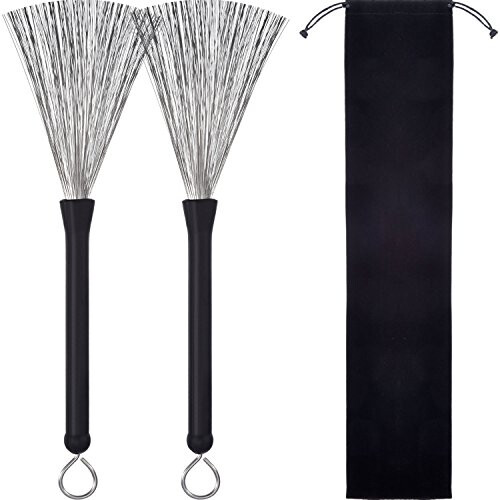 1 Pair Drum Brushes Retractable Wire Brushes Drums Drum Sticks Brush with