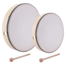 Lawei 2 Pack Hand Drum Instrument Percussion Wood Frame Drums with Drum