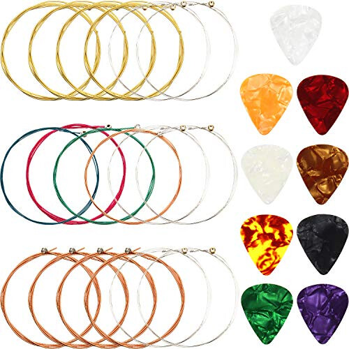 3 Sets Acoustic Guitar Strings Steel Guitar Strings Replacement (Gold