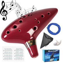 Mulucky Ocarina 12 Tones Alto C with Song Book Display Stand Neck Cord