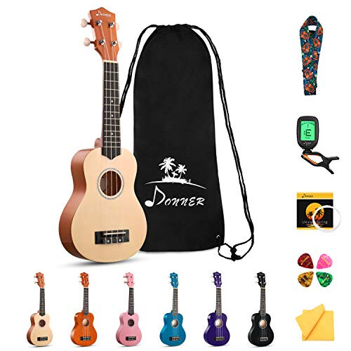 Donner Soprano Ukulele Beginner Kit Ukulele 21 inch Starter Set Adult