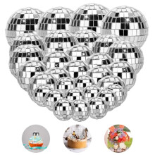 TranRantic 32 Pcs Disco Mirror Balls Cake Decoration
