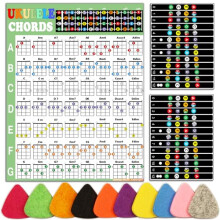 Ukulele Chord Chart With Fretboard Stickers and 10 Color Picks
