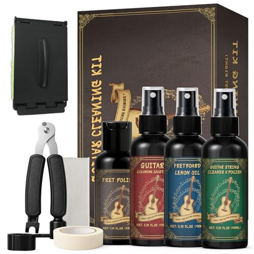 1DFAUL 9pcs Guitar Cleaning Maintenance Kit with Guitar Cleaner