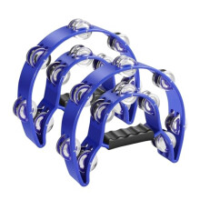 Flexzion Tambourine Metal Half Moon Musical Instruments Double Row Metal