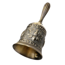 Super Loud Solid Brass Hand Call Bell Lotus Polished Vintage Metal Hand