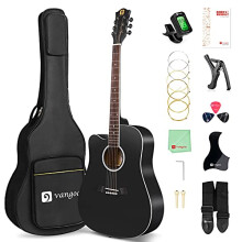 Vangoa Left Handed Acoustic Guitar 4/4 Full Size Cutaway Lefty Folk Guitar