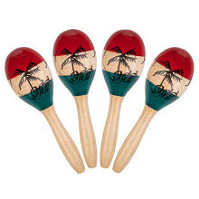 Foraineam 4 Pack Wood Maracas Musical Painted Wooden Maraca Hand