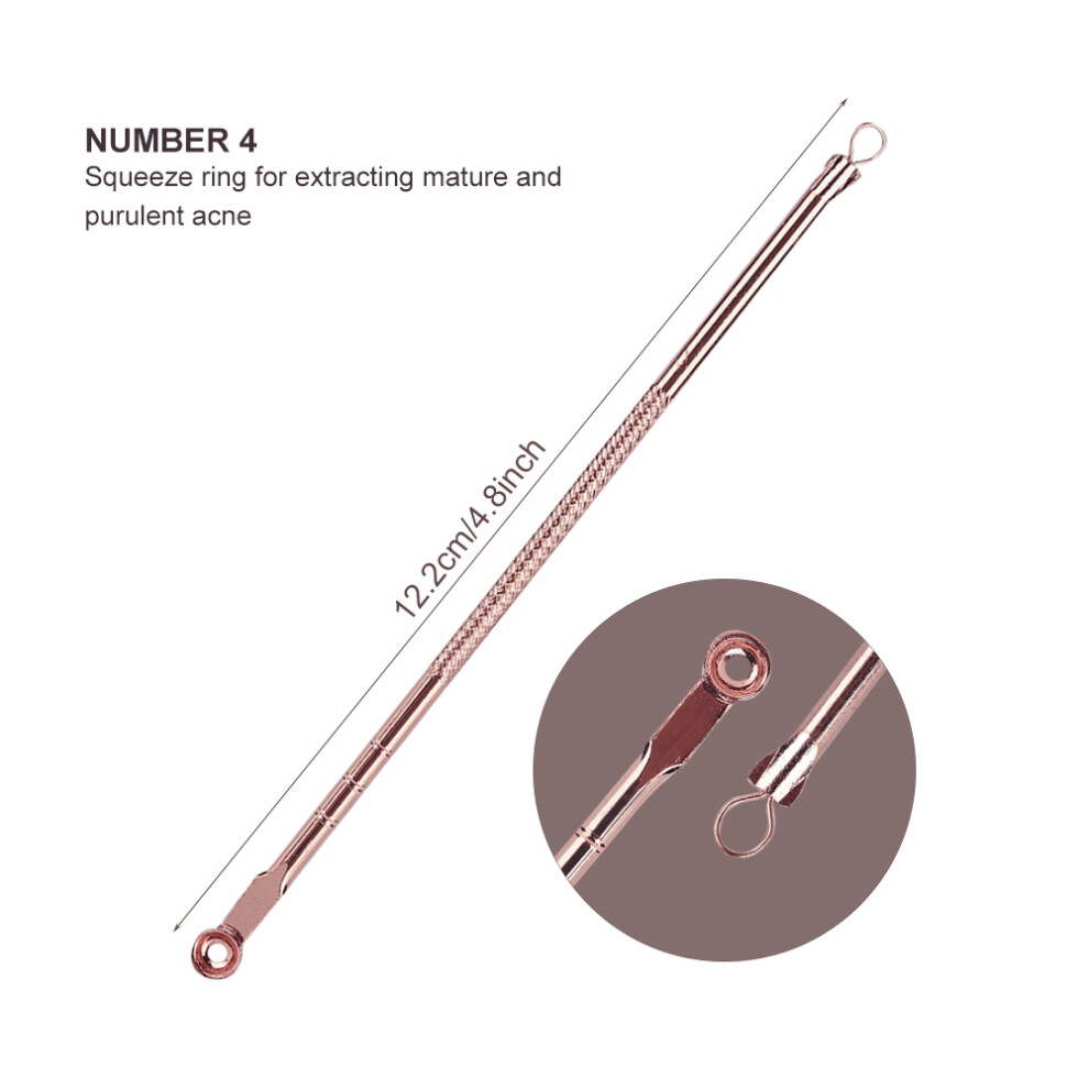 Gold 4Pcs Blackhead Acne Extractor Kit - Stainless Steel, Rose Portable