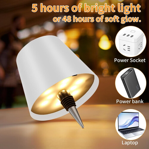 Wireless Bottle Lamp Rechargeable Metallic Black 3-Color 2