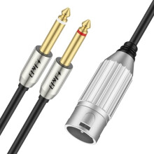 J&D Dual 6.35mm 1/4 Inch to XLR Y Splitter Cable