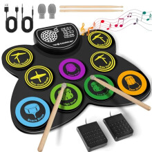 CAHAYA Electronic Drum Pad Set: 9-Pads Potable Roll-up Electric Practice