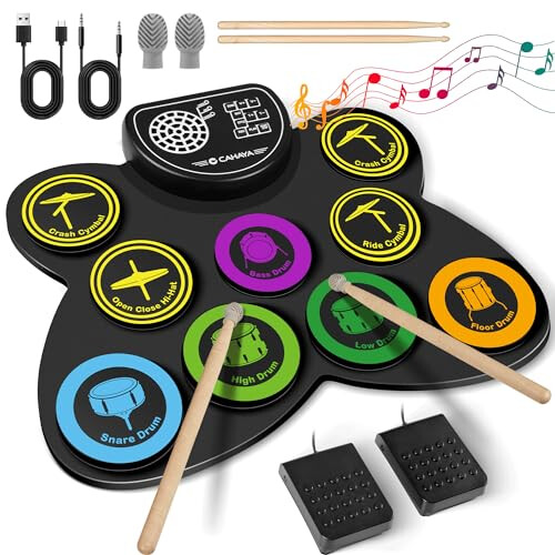 CAHAYA Electronic Drum Pad Set: 9-Pads Potable Roll-up Electric Practice