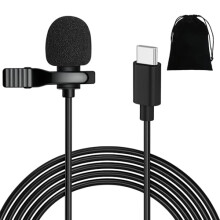 USB C Lavalier Microphone Type C Stereo Clip MIC External Lapel Clip