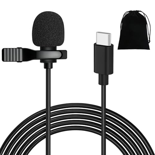 USB C Lavalier Microphone Type C Stereo Clip MIC External Lapel Clip