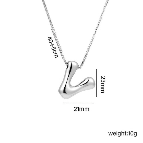 Bubble Letter Necklace Silver Gold Initial Pendant 1