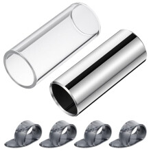 Guitar Slides Set of 1 Glass Slide 1 Steel Slide and 4 Finger Picks