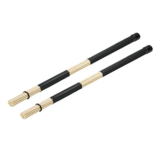 sourcing map Bamboo Drum Stick Rods Brushes Hot Rods Drumsticks Brush Black