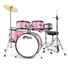 TIGER JDS14-PK 5 Piece Junior Drum Kit Drum Set for Kids with Snare