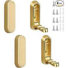4 Stück goldene, faltbare Wandhaken, faltbare Kleiderhaken aus Zinklegierung, zur Wandmontage für Badezimmer, Küche, Handtücher, Taschen, Hüte
