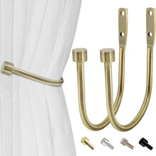 2 Stück robuste Gardinenhalter aus Gusseisen, Wandmontierte Metall-Gardinenhalter für Vorhänge, Heimdekoration (Antikmessing)