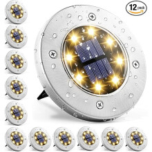 12er-Pack GIGALUMI Solar-Bodenleuchten, bohrfreie, wasserdichte Zaunbeleuchtung für Holz, Metall und Beton (Warmweiß)