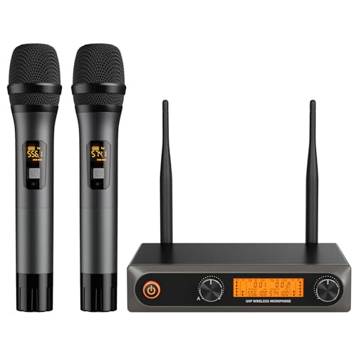 voijump Wireless Microphone - UHF Karaoke Mic Set with 2 Handheld Mics &