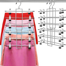 2er-Pack Hosenbügel mit 6 Ebenen und Clips, platzsparender Kleiderschrank-Organizer mit 360-Drehhaken, Rockbügel zur Kleideraufbewahrung