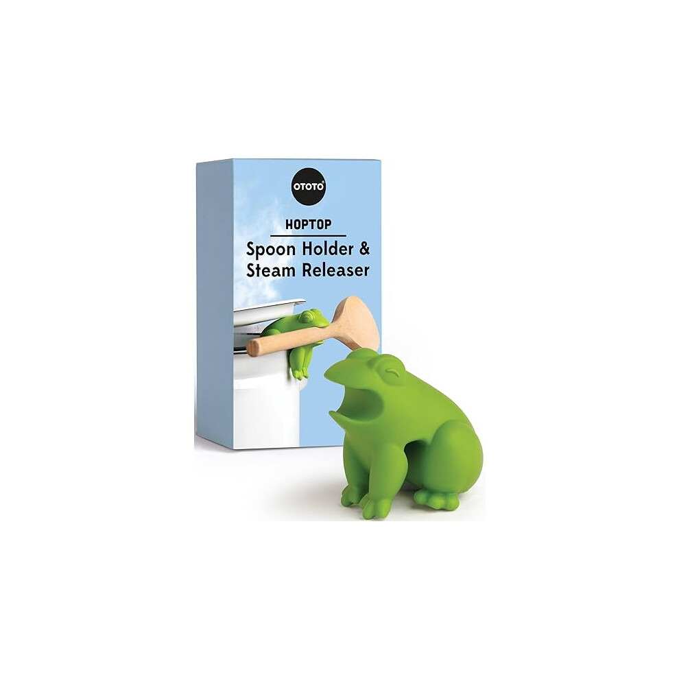 Hoptop Frog Spoon Rest & Steam Releaser, Cute Kitchen Gadget For Stove Top, Fun Kitchen & Elephant Gifts White