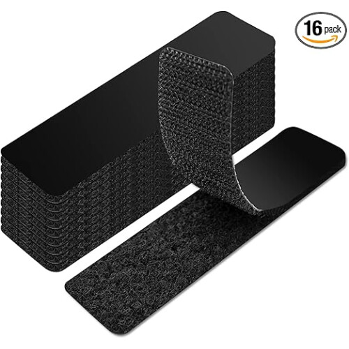 Art3d 16 Sets Hook and Loop Tape Sticky Back, 1" x 4" Double-Sided Heavy Duty Adhesive Strips