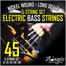 "5 String" Electric Bass Strings Light/Medium Gauge | Steel Core Set With