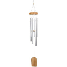 Outdoor Wind Chime, 4 Metal Tubes Windchime Bells for Garden, Yard, Patio & Home Decor, Silver (White Wind Chimes), Ideal Gift