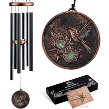 Vintage Hummingbird Deep Tone Wind Chimes for Outside, 32" Outdoor Hanging Decor for Patio, Porch & Balcony, Garden Gifts for Women, Mom & Grandma