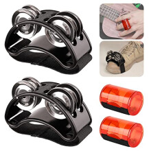 Rigych 2 pcs Rhythm Finger Shaker & 2 pcs Foot Tambourine with Elastic