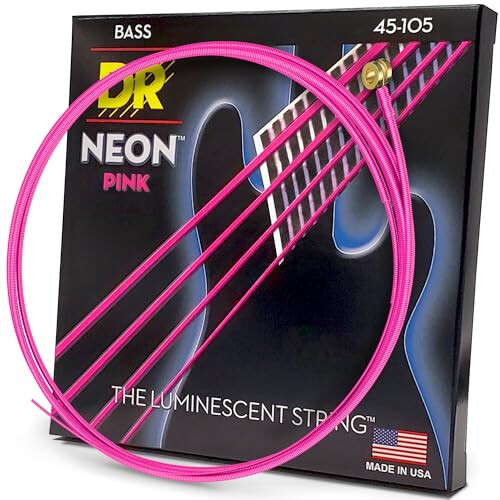 DR Strings HI-DEF NEON - PINK coloured Bass Strings: Medium 45-105