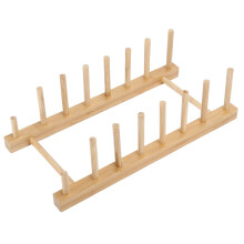 Natural Bamboo Plate Organizer, Bamboo Dish Drying Rack, Easy-to-Clean Bamboo Stand for Your Kitchen Cabinet Organizer (2PCS)