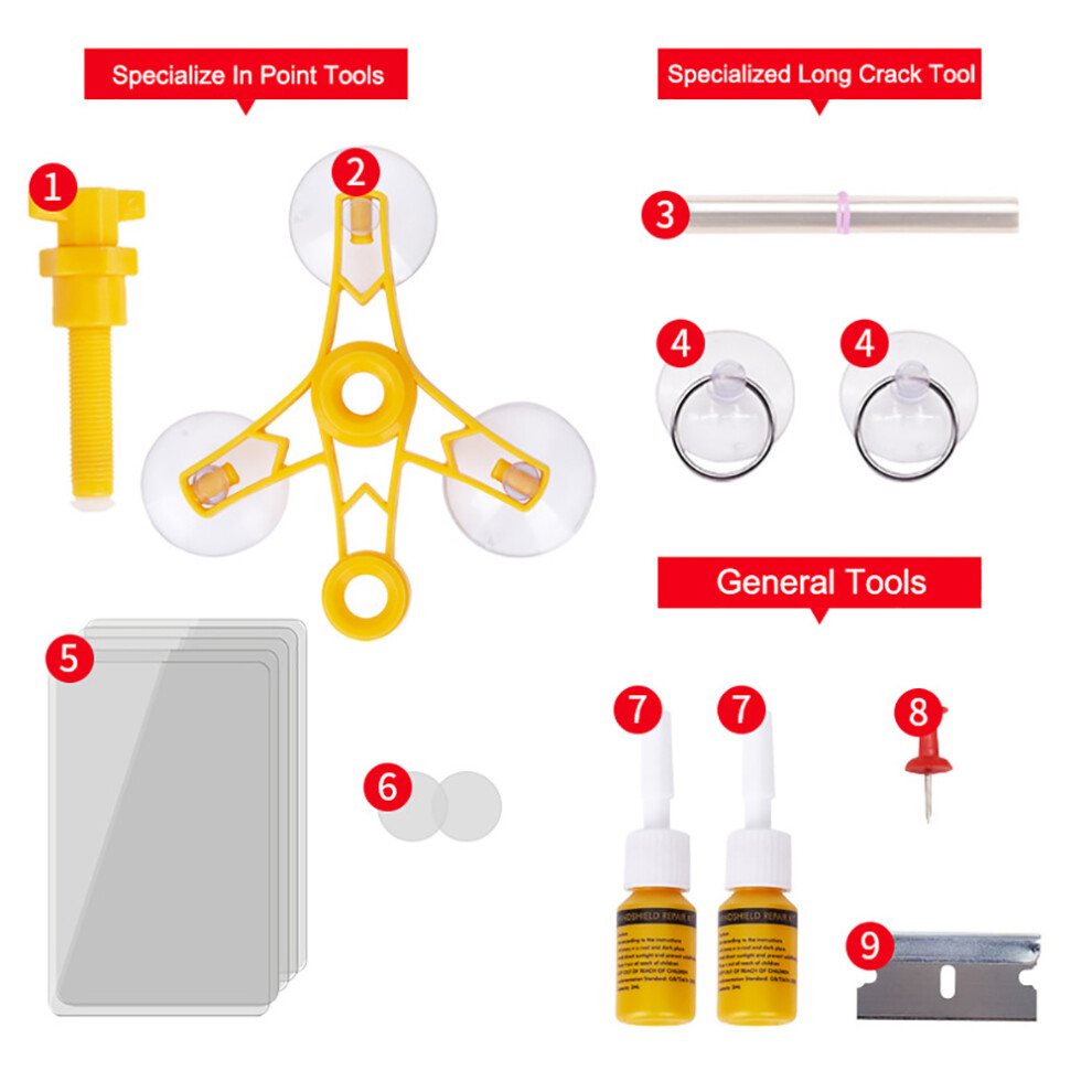 Car Glass Repair Kit For Windshield Chips And Cracks With Vacuum Function And Advanced Resin Formula For Fast Repairs 9365509823705