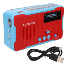 All In One Portable Radio With NOAA Weather Alert And FM AM Tuning, Solar Hand Crank Rechargeable Battery Radio With LED Flashlight Emergency Charger