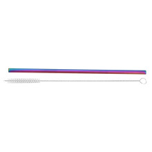 Lead Free Stainless Steel Drinking Straws Reusable Eco Friendly Titanium Infused Rainbow Colored Straws With Cleaning Brush For Boba Smoothie And