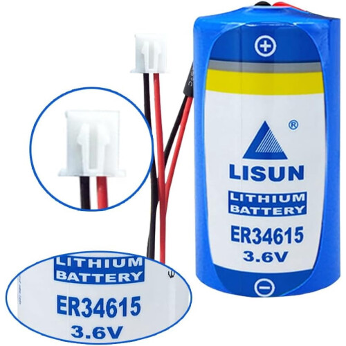 2 Pack ER34615 D Size Lithium Battery 3.6V 19000mah for Multipurpose PLC Programmer ETC Battery with White Plug 2