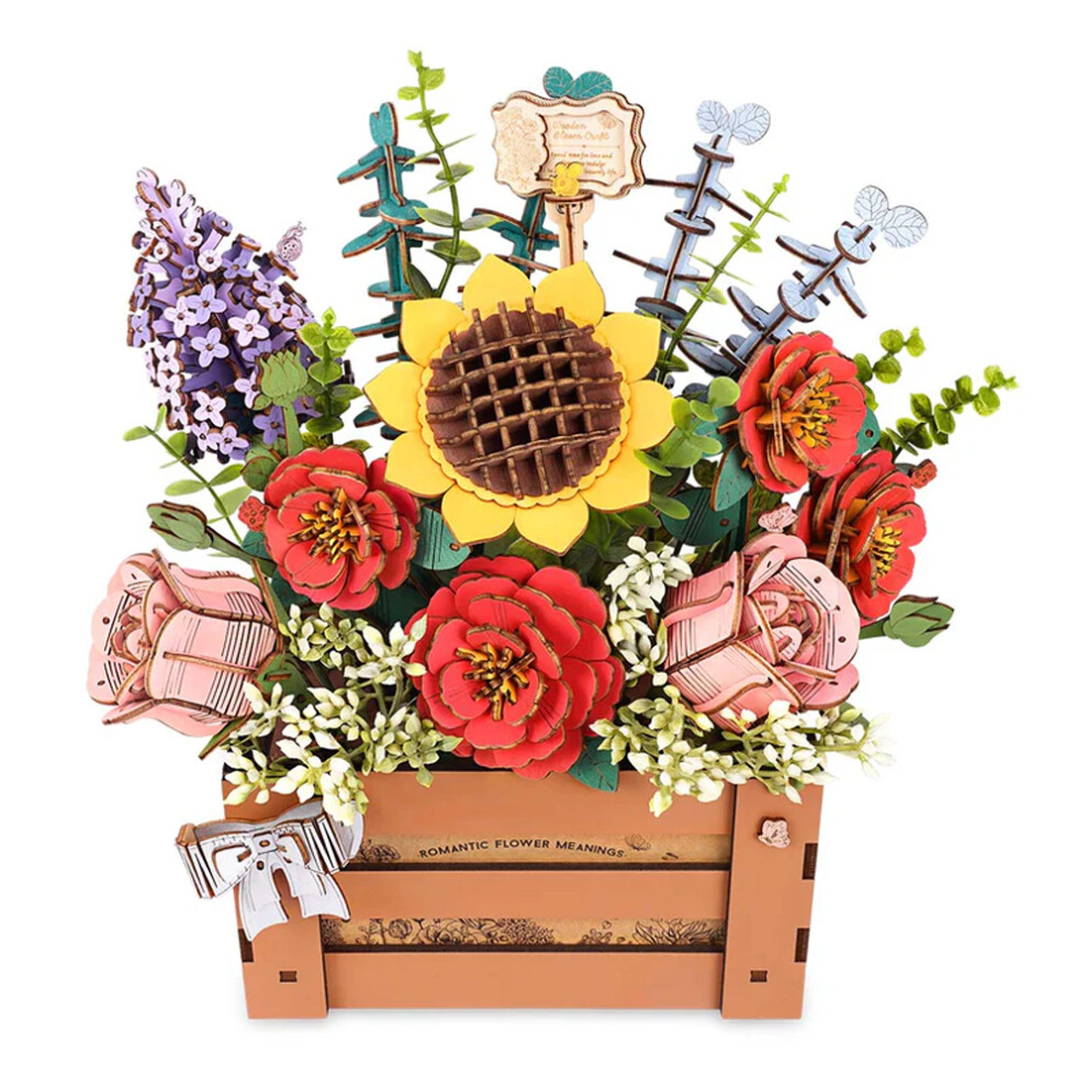 Rowood Wooden Bloom Box Flower Bouquet 3D Wooden Model Kit Tw02h