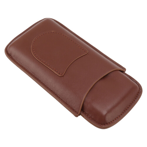 Leather Cigarette Case 3pcs Capacity Portable Cigar Storage Box Brown