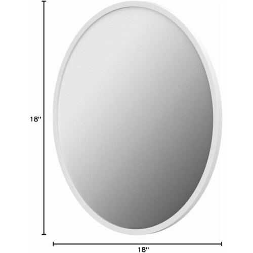 Better Bevel 18” x 18” White Rubber Framed Mirror | Round Bathroom Wall Mirror 2