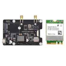 Pour Raspberry Pi 5 PCIe Vers M.2 E KEY avec Carte D'Extension PoE HAT+ Carte Réseau Sans Fil Double Bande RTL8822CE pour RPI 5