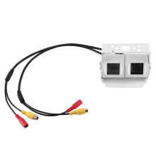RCA Auto Dubbele Lens Witte Achteruitrijcamera RV Achteruitrijcamera Dubbele Verstelbare Hoeklens Achteruitrijcamera CCD-Camera voor Vrachtwagenbus