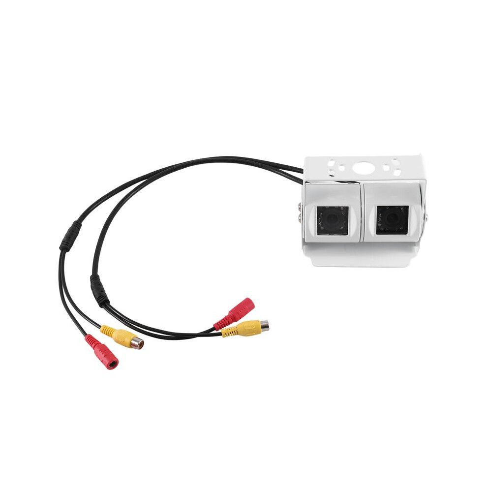 Rca Car Dual Lens Reversing Camera Rv Backup Camera Twin Adjustable Angle Lens Rear View Ccd Camera For Truck Bus White 4712627191622