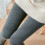 Damen Baumwoll Leggings Plus Pants Herbst Winter Dunkelgrau 3